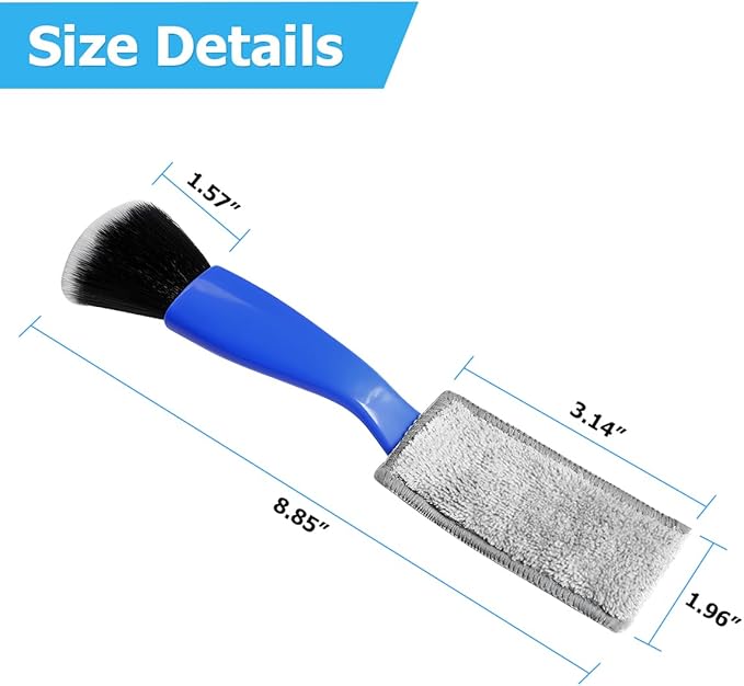 Car Double Head Brush, Double Head Automotive Interior Cleaner Detail Brushes Cleaning Dashboards Seats Air Vent, Vehicle Interior Detailing Tools, Universal for Truck, SUV (Blue)