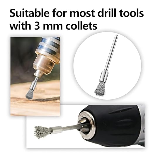 20 Pcs Nylon Bristle Brushes and Steel Cleaning End Brushes Pen, 1/8″(3mm) Wire Brush for Drill Abrasive Cup Brushes,Rust Paint Removal Bits Polishing Rotary Tool