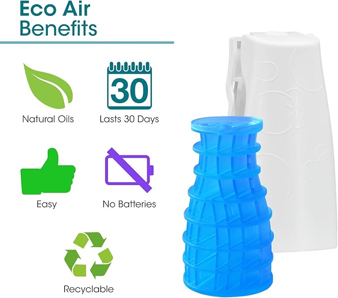 Fresh Products Eco Air White Dispenser Air Freshener Dry Fragrance Technology Natural Oils No Acetone or Propellants Lasts 30 Days Eco Friendly Powerful Fragrance Made in the USA No Batteries Required