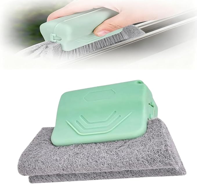 Magic Window Track Cleaner, Window Groove Cleaning Brush Hand-held Magic Windows Track Cleaner Tools Set Creative Cleaner Brushes Tools for Window lides Gaps, Sliding Door Tracks (Green, 1pcs)