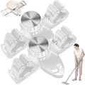 Broom and Mop Holder Wall Mount 2PCS Suction Cup Organizer with Retractable Rack No Drill Bathroom Storage Transparent Clear