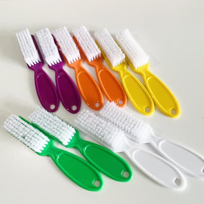 10 Pcs Handle Grip Cleaning Brushes, Hand Fingernail Nail Scrub Manicure Brush Pedicure Brush, Use for Toe and Nails Cleaning (5 Colors)
