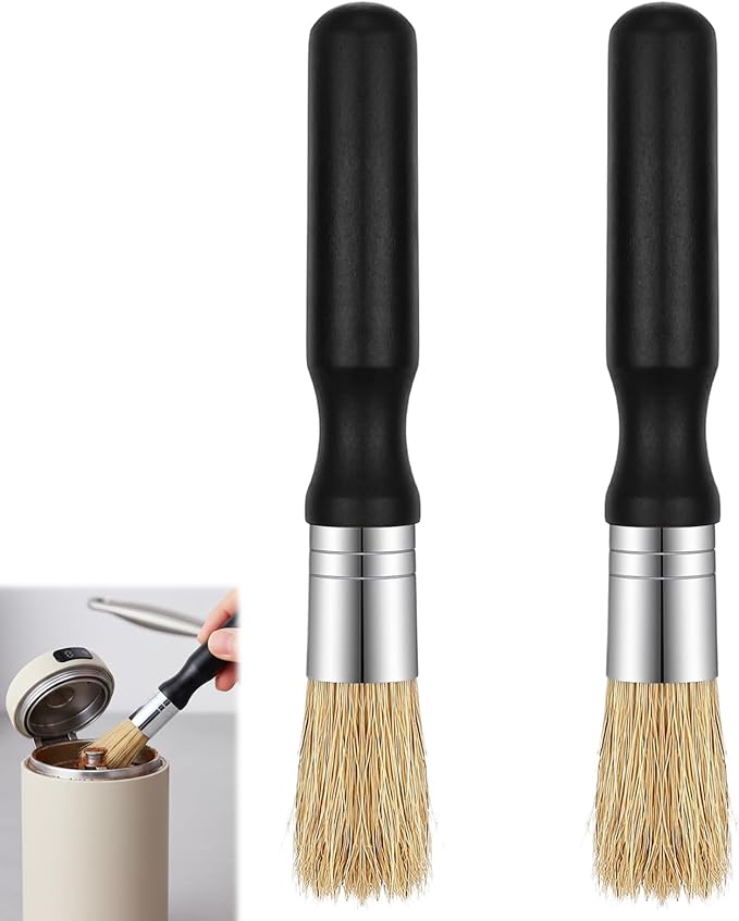 2 PCS Coffee Grinder Cleaning Brush, Natural Wooden Handle and Bristles Espresso Machine Cleaner Tool Coffee Bar Accessories Coffee Brush