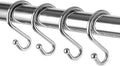 Metal Shower Curtain Hooks，Set of 12 Rings，Rust Resistant S Shaped Hooks Hangers for Shower Curtains, Kitchen Utensils, Clothing, Towels, etc. (Chrome)