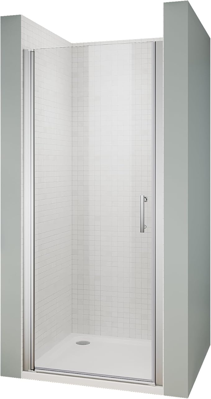 Glass Shower Door 31.5-33" W x 72" H, UCALAFEE Frameless Pivot Shower Door with 1/4" (6mm) SGCC Clear Tempered Glass, Waterproof Seal, Easy Clean & Anti-Fog Coating, Reversible Installation, Silver