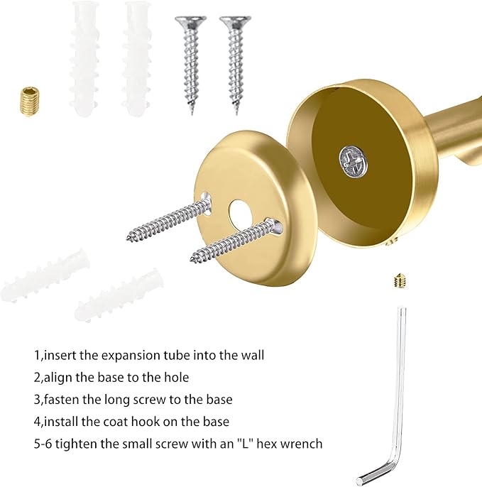 Towel Hooks, SUS 304 Stainless Steel Hooks, Heavy Duty Door Hanger Towel Robe Clothes Cabinet Closet Sponges Hook for Bathroom Kitchen Garage Gotel (Gold, 2 Pcs)
