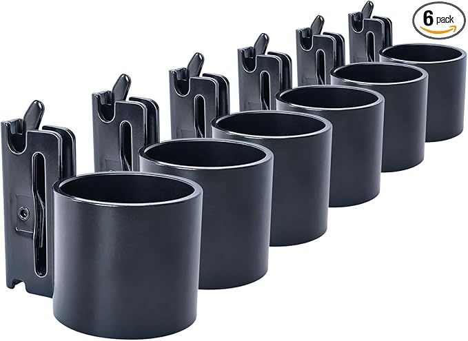 6-Pack E-Track Steel Tool Holders, 2" Circular Tube Tool Hangers Heavy Duty Tool Organizer to Keep Rakes, Shovels, Broom, Tools Stable, E Track Shovel Holder for Trucks, Trailers