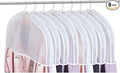 Patelai 8 Pcs 2" Gusseted Shoulder Covers for Hanging Clothes 24" x 12" Plastic Garment Dust Covers Protectors for Closet Storage Suit, Coats, Jackets, Dress Closet Storage (Translucent)