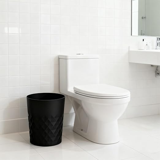 Bathroom Trash Can 1.8 Gallon Garbage Can Waste Basket Recycling Bin for Dorms Bedrooms Offices Kitchens, 2 Pack Black