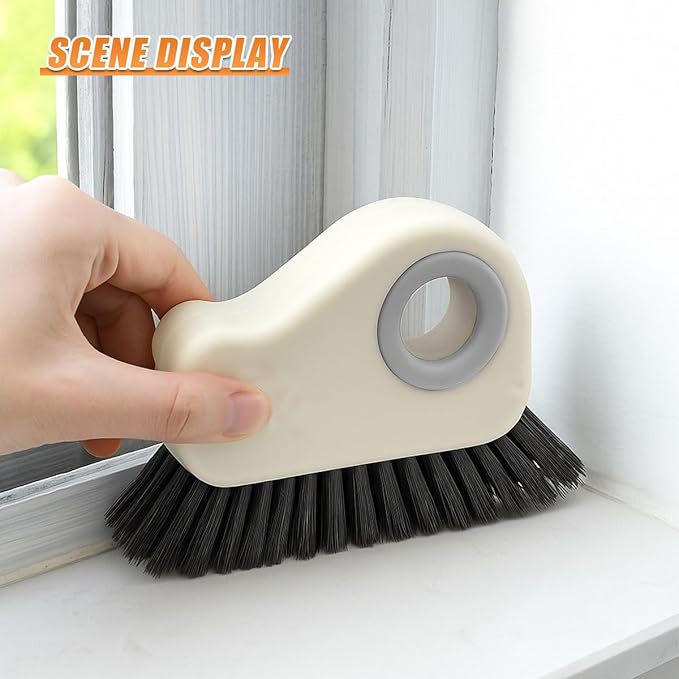 YoRise 2 in 1 Car Groove Cleaning Brush, Multifunctional Hard Bristle Car Window Track Cleaner Tool with Hidden Scraper, Universal Auto Door Crevice Cleaning Accessories for Window Sill(Gray-2PCS)