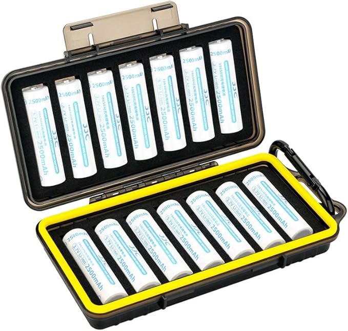 KIWIFOTOS 14 Slots 18650 Battery Organizer Case Protective Hard Storage Case Shockproof 18650 18350 Battery Holder Box Batteries Container
