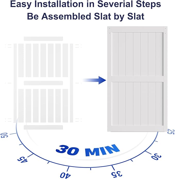 SmartStandard 48 x 96 inch White Sliding MDF Barn Door with 8FT Brushed Nickel Sliding Door Hardware Kit & Handle, Pre-Drilled Ready to Assemble, Waterproof PVC Coating, H-Frame