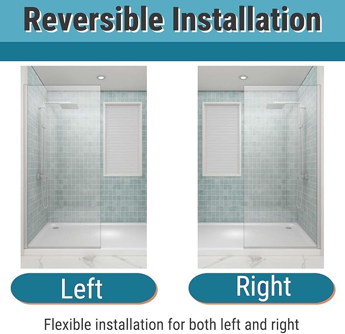 Sunrosa 36"×76" Shower Glass Panel,8mm Thick Shower Screen,Brushed Nickel Semi-Frameless Bathroom Shower Door, Easy to Clean