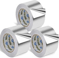 3 Pack Aluminum Foil Tape Bulk - 4 Inch x 55 Yards - 3.3mil Heavy Duty Metal Duct Tape, Aluminum HVAC Tape for Sealing & Patching, Air Ducts, Insulation Metal Repair, Professional Grade