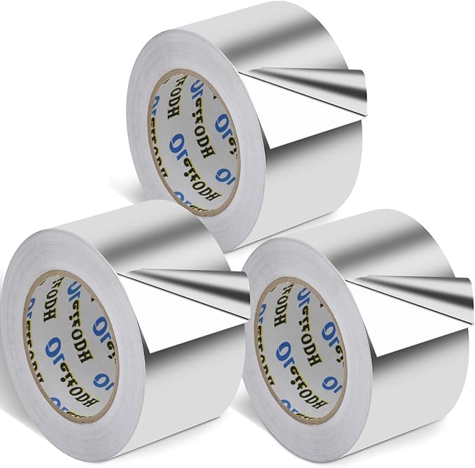 3 Pack Aluminum Foil Tape Bulk - 4 Inch x 55 Yards - 3.3mil Heavy Duty Metal Duct Tape, Aluminum HVAC Tape for Sealing & Patching, Air Ducts, Insulation Metal Repair, Professional Grade
