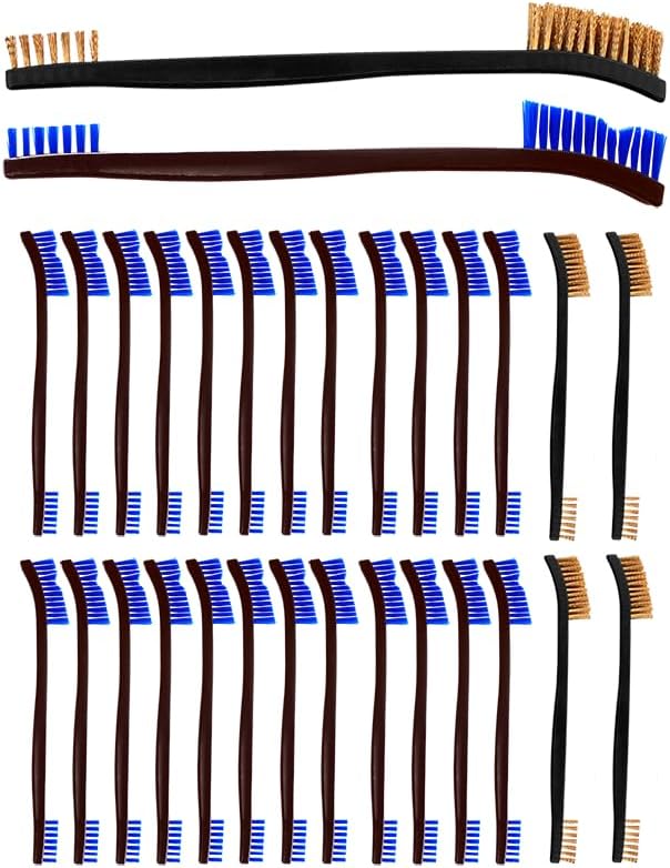 30 Pack Gun Cleaning Brushes Set Included:25 Nylon7-Inch Double-Ended Cleaning Brushes with Plastic Handle-5 Wire Brushes