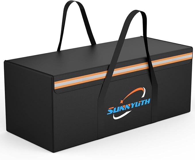 12V 200Ah LiFePO4 Lithium Battery Fireproof Safe Bag, Large Capacity Explosion-proof Lipo Battery Bag for Charging and Storage, Waterproof Box for Documents and Valuables - 22×9×9.5in