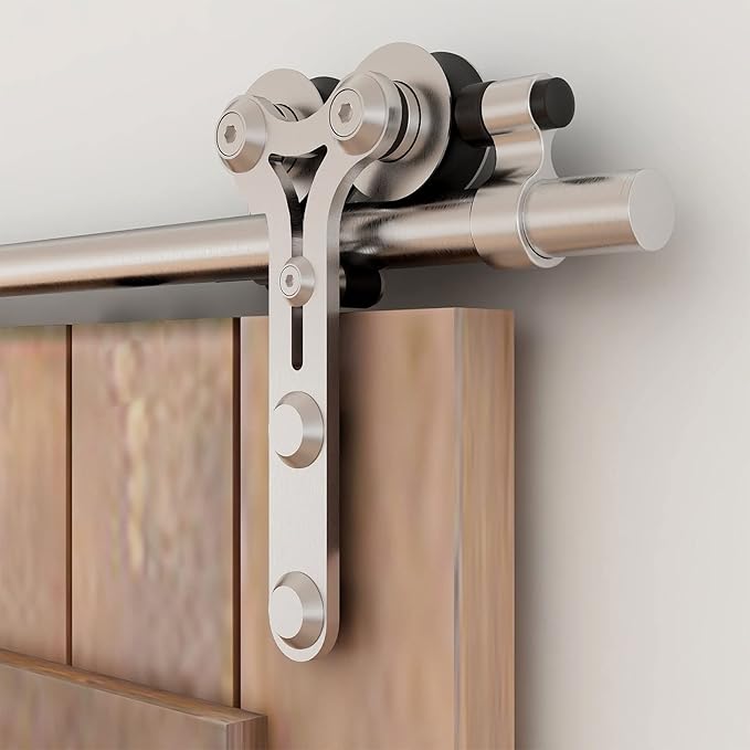 TSMST 4FT Sliding Barn Door Hardware Kit, Stainless Steel Heavy Duty Sturdy Barn Door Track for Single Wood Door, Slide Smoothly Quietly (Y Style)