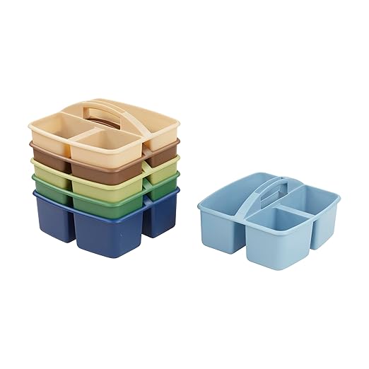 ECR4Kids 3-Compartment Storage Caddy, Storage Organizer, Earthtone, 6-Pack