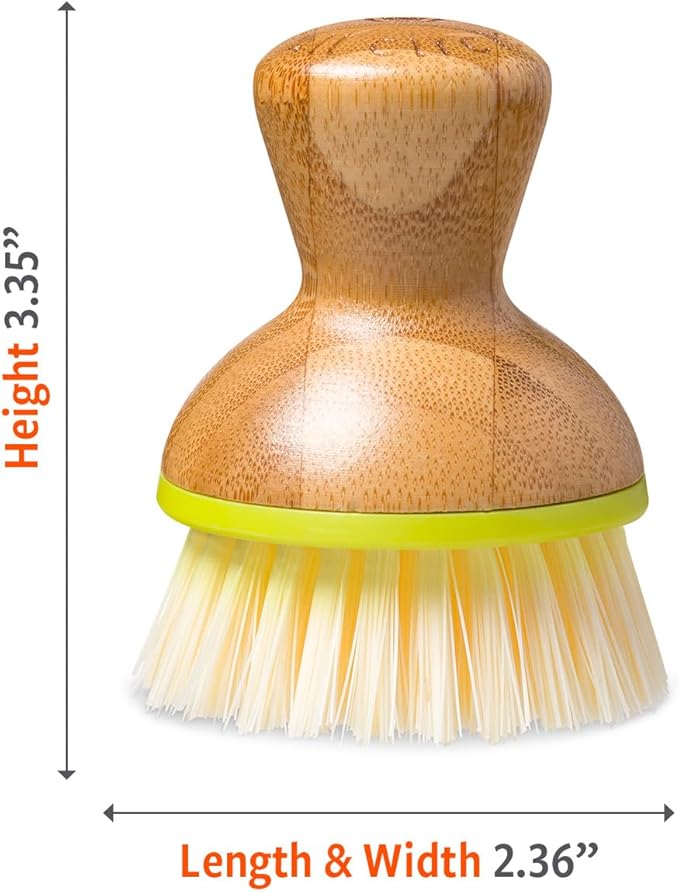 Full Circle Bubble Up Bamboo Dish Brush–Family Safe, Formaldehyde-Free–Ergonomic Palm Scrubber with Handle for Kitchen Cleaning,Dish Scrub Brush for Nonstick,Cast Iron & Sink,Green,2Pk