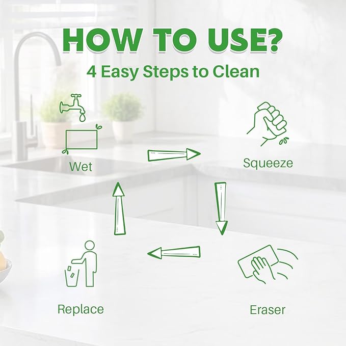 52 PCS Magic Sheet Eraser Sponge, GRS Certified, Ultra Thin for Cleaning Hard-to-Reach Place, Disposable & Portable, Deep Clean with Water Only for Cup Plate Sink Kitchen Bathroom