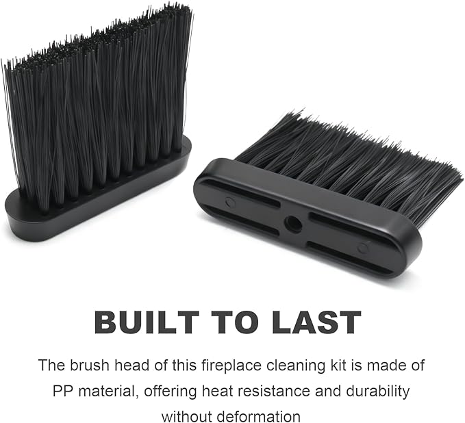2 PCS Oblong Fireplace Brush, PP Fireplace Broom Replacement Head, Chimney Brush for Fireplace Cleaning Kit and Pellet Stove