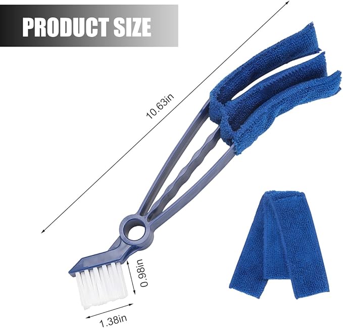Mini Duster for Car Air Vent, Vehicle Air Conditioner Cleaner & Brush with Cloth for Keyboard, Automotive Dust Collector Cleaning Cloth Tool, Universal for SUV Sedan Truck (Blue)