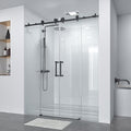 Double Sliding Shower Door 60" W x 74" H, Frameless Shower Enclosure 5/16" (8mm) Clear Tempered Glass, Stainless Steel Circular Guide Rail, Matte Black Finished