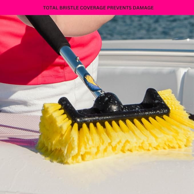 Big Bird Brush (Soft) Yellow Boat Deck Scrub Brush for Cleaning and Washing - Boat Cleaner & Car Cleaner - Attachment Only