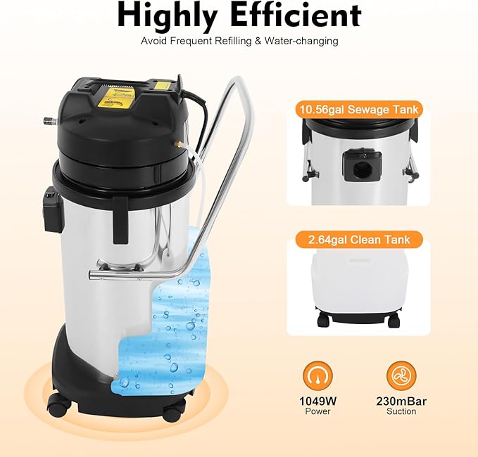 40L Commercial Carpet Cleaning Machine, 3 in 1 Carpet Spraying Floor Brush Cleaner Extractor Vacuum Washing Machine, 1000W Portable Sofa Curtains Cleaner (2 Packages)