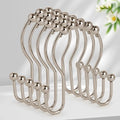 Double Shower Curtain Hooks, Sturdy Metal Nickel Shower Curtain Rings, Glide Roller Shower Hooks,Rust Proof Anti-Drop Curtain Hooks, 12 Pcs Smooth Sliding Rings for Bathroom Shower Rods Curtains