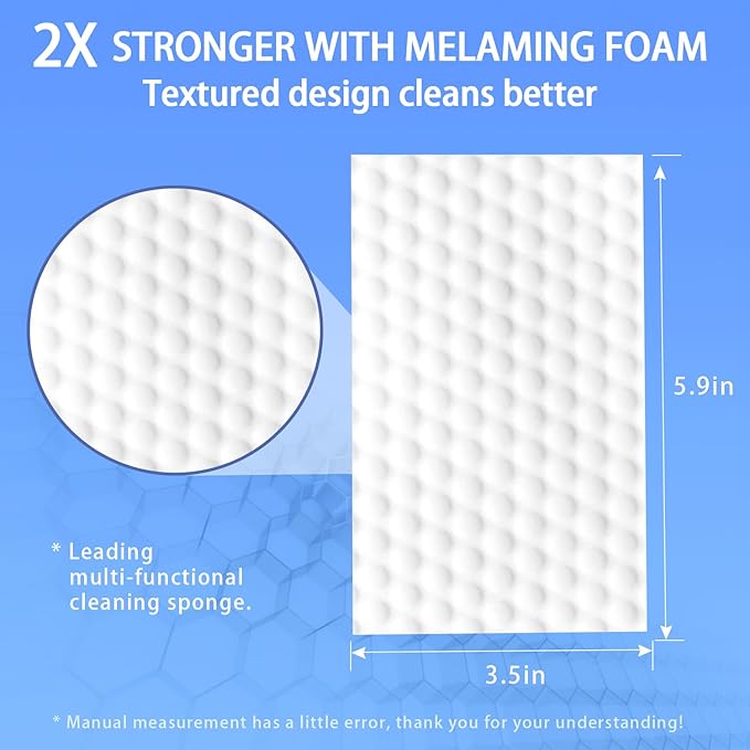 Magic Sponge Eraser Sheets,100 Count Convex Point Melamine Sponge, Thickened, Long Lasting, Disposable Cleaner Pads Eraser Wipes for Kitchen Shoe Dining Table Furniture Bathroom Hard-to-Reach Places