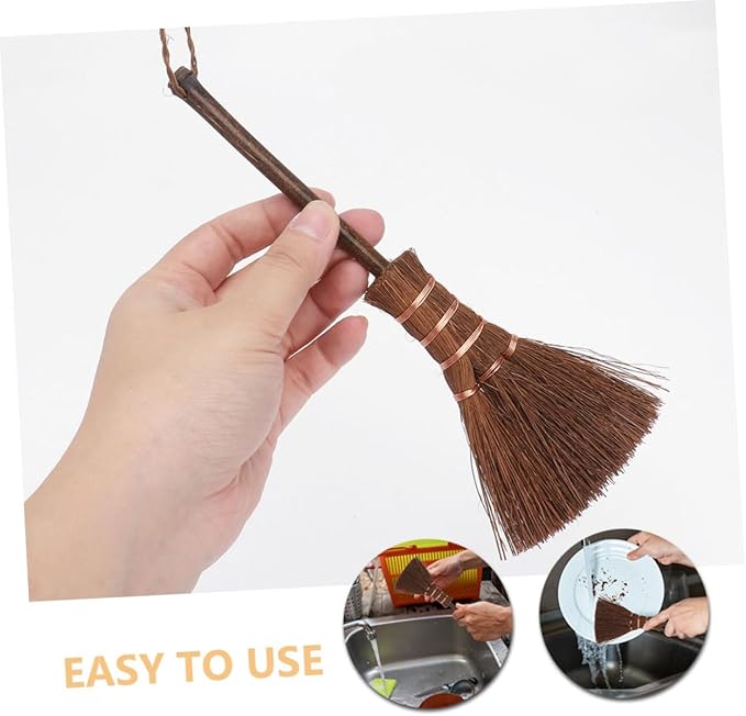 Happyyami 2pcs Mini Broom for Pet Hair Carpet Sweeper Brush Boys and Girls Mop and Handheld Dust Brush Portable Hand Tool for Table Desk Car Cleaning