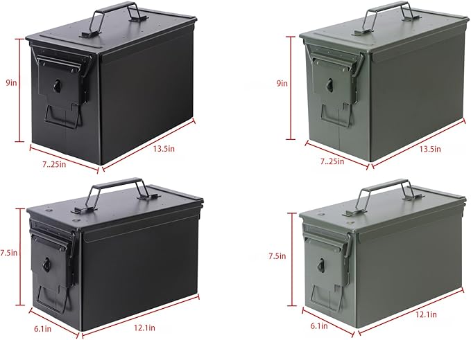 Ammo Can&Ammo Box, Fireproof & Waterproof Metal Storage Box - Perfect for Ammo, Lithium Batteries & RC Car Batteries