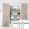 TSMST 9FT Sliding Barn Door Hardware Kit, Stainless Steel Heavy Duty Sturdy Barn Door Track for Double Wood Door, Slide Smoothly Quietly (L Style)