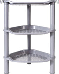 3 Tier Shower Caddy Corner,Plastic Shower Shelf Organizer for Inside Bathroom, Bathtub, Shower Pan, 13.5 x 10 x 26 Inches,Grey(Round Slot Grey 3 Tier)