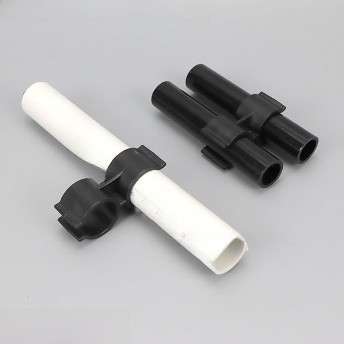 6Pcs Double Pipe Clamp Connectors for Broom and Dustpan,Plastic Shelf Pole Fastener Clips,Fits 18-20mm Diameter Pipes,Ideal for Warehouse,Supermarket,and Home Organization