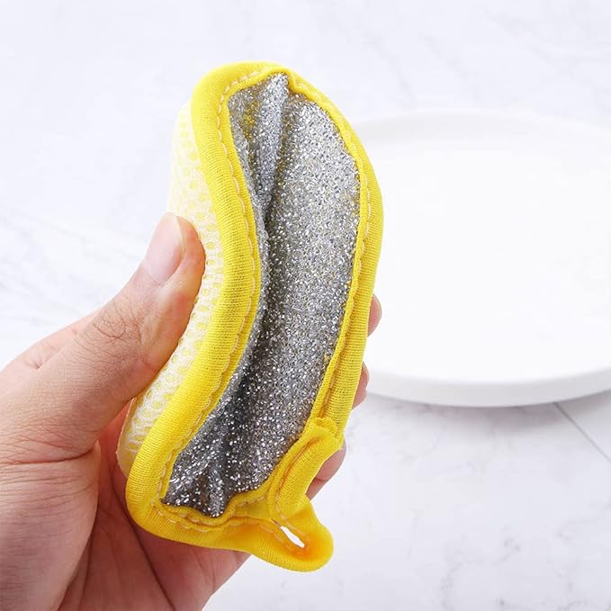 10 Pcs Durable Scrub Scouring Sponge Microfiber Scouring Scrubber Round Dish Washing Sponge Scrubber for Cleaning Dishes Pots, Random Color