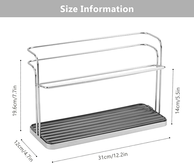 Bottle Drying Rack,Coffee Mug Holder with Drain Tray for Coffee Cup,Water Cup(Silver)