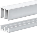 Landical 1 Set 4 ft Silver Aluminum Sliding Door Track Set for 1/4" Thick Panels Closet Glass Doors Cabinet Window Aluminum Alloy Metal Sliding Track