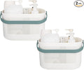 UUJOLY Plastic Storage Baskets with Handles, Shower Caddy Shelf Organizers Basket for Bathroom, Kitchen, Dorm Room, Green, 2 Pack