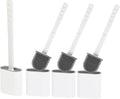 Modern Minimalist Silicone Toilet Brushes & Holders - Pack of 4 Toilet Bowl Brushes White - Self-Cleaning & Splash-Free, Easy-Rinse Design with Wall Mounted Holder Bathroom Accessory