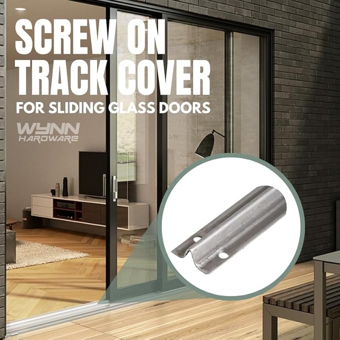 Stainless Steel Screw-on Track Cover for Sliding Patio Glass Doors - Replacement Hardware for Fixing Sliding Glass Door Track (8 Feet, 2 Pack)