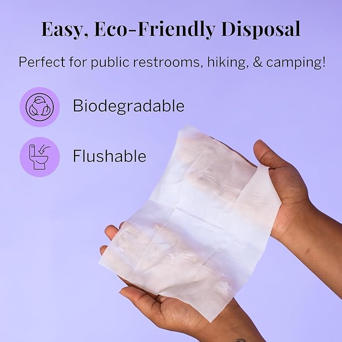 Pixie Menstrual Cup Wipes - On The Go Public Bathroom Feminine Wipes - Safe On Period Cups & Menstrual discs - Biodegradable, Flushable, Ph Balanced (20 Count (2 Pack)