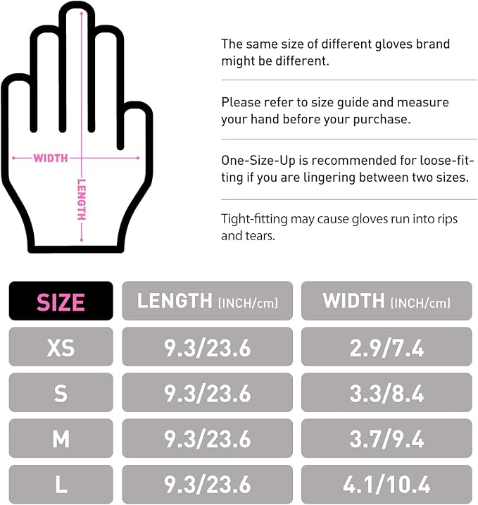 OKIAAS Black/Pink Vinyl Disposable Gloves Latex Free, Food Grade, 5 mil, Cooking, Cleaning, Hair Dye, 50/100/200/1000 Count