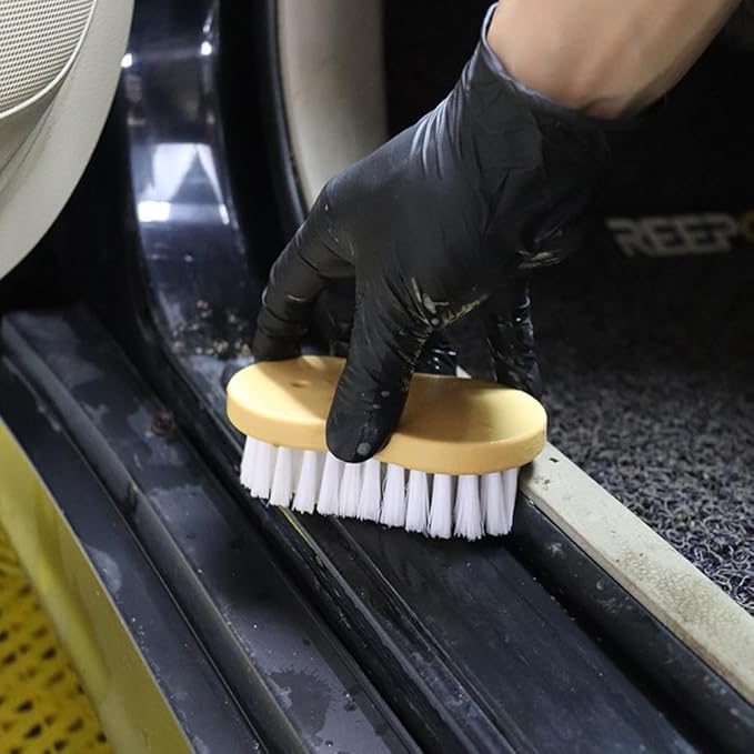 JSCARLIFE Deep Scrub Cleaning Brush Soft bristles Heavy Duty Scrub Brush with Soft Handle Household Scrub Brush for Cleaning Upholstery, Car Interior Cleaning, Furniture, Couch, Sofa etc