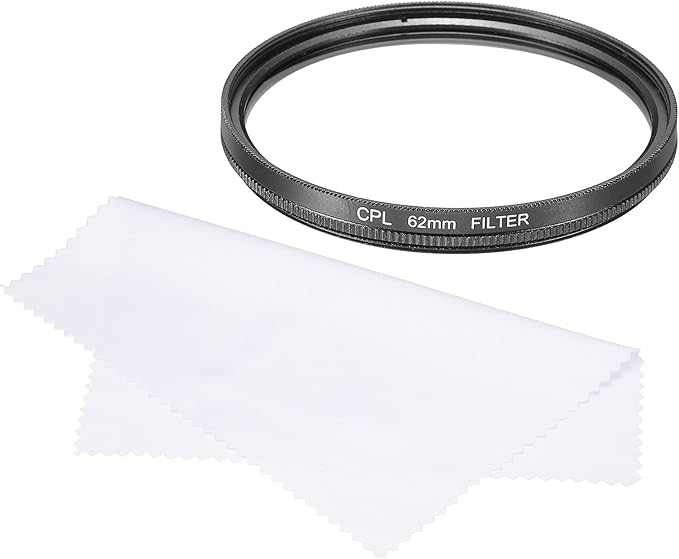 MECCANIXITY 62mm Circular Polarizer Filter, Double Sided Multi-Layer Coatings Polarizing Filter with Cleaning Cloth for Camera Lens