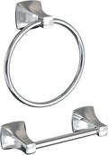 Bathroom Hardware Set 2 Pieces Toilet Paper Holder and Towel Ring Wall Mounted Stainless Steel and Zinc Alloy Chrome