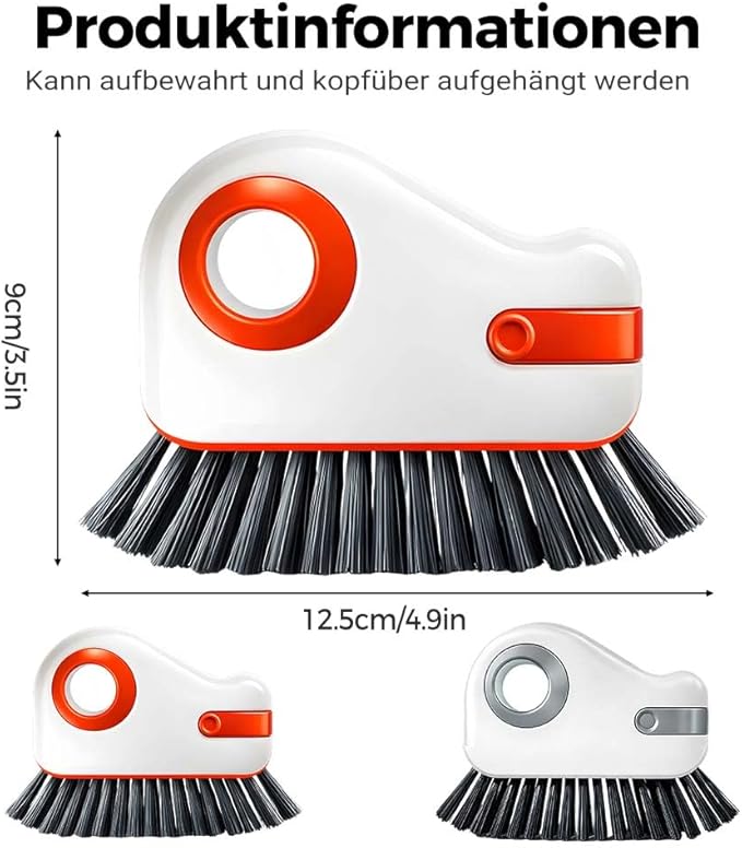 2 in 1 Groove Cleaning Brush, Multifunction Hard Bristle Crevice Cleaner Brush with Hidden Scraper,Window Track Cleaning Tools for Sliding Door Track,Window Sill (Grey)