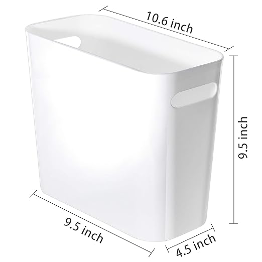 Youngever 1.5 Gallon Slim Trash Can, Plastic Garbage Container Bin, Small Trash Bin with Handles for Home Office, Living Room, Study Room, Kitchen, Bathroom (1 Pack White)